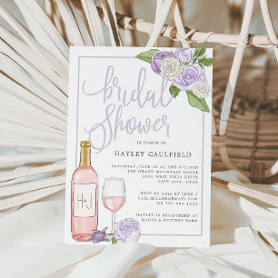 Rosé Garden   Wine Tasting Bridal Shower Invitation