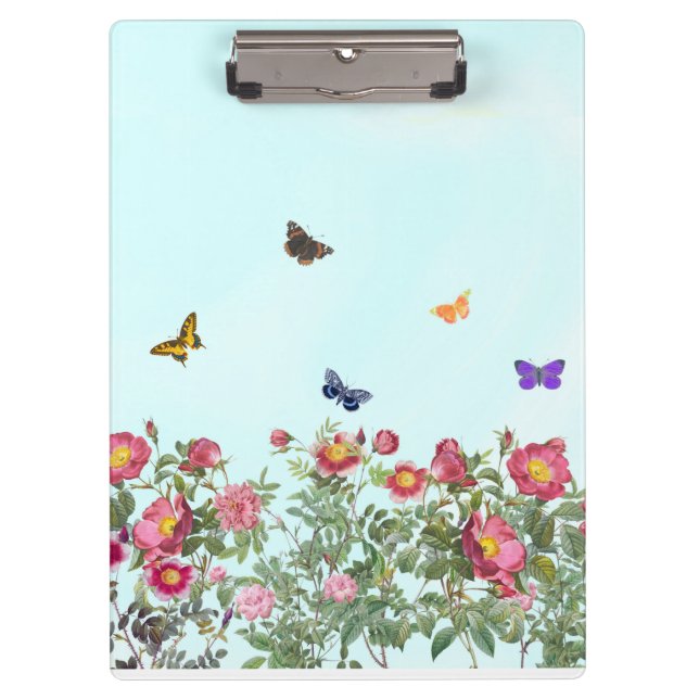 Rose Garden with Butterflies Clipboard (Front)