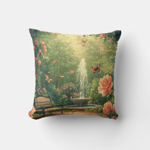 rose garden with fountain cushion