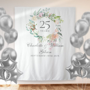 Rose Garland 25th Anniversary Photo Booth Backdrop Tapestry