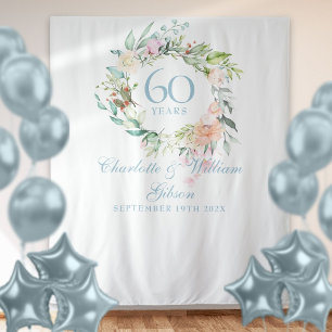 Rose Garland 60th Anniversary Photo Booth Backdrop Tapestry