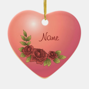 Rose Garland Heart Ceramic Tree Decoration