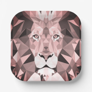 Rose Geometric Lion Head Paper Plate