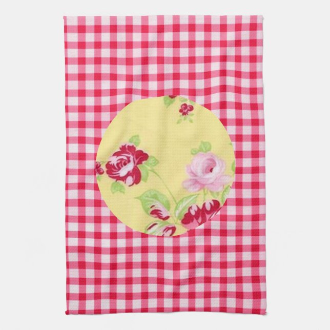 Rose Gingham Kitchen Towel (Vertical)