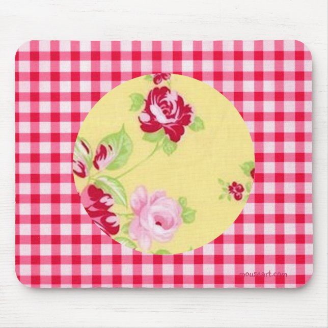 Rose Gingham Mousepad (Front)