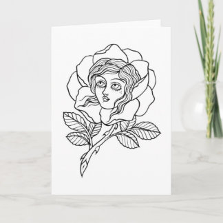 Rose girl greeting card
