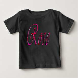 Rose, Girls, Name Logo, Baby's Black T-shirt