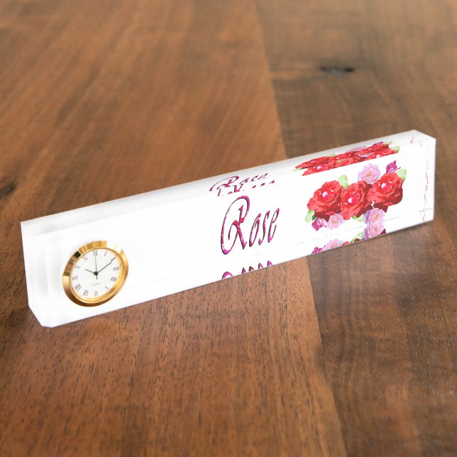 Rose Girls Name Logo With Roses, Nameplate (Side)