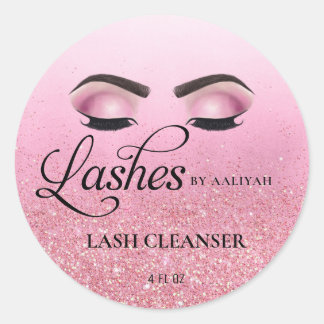 Rose Glam Glitter Lash Bath Shampoo Cleanser Classic Round Sticker