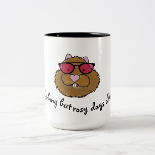 Rose Glasses Rosy Days Groundhog Day Two-Tone Coffee Mug
