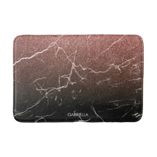 Rose Glitter Black Marble Bath Mat