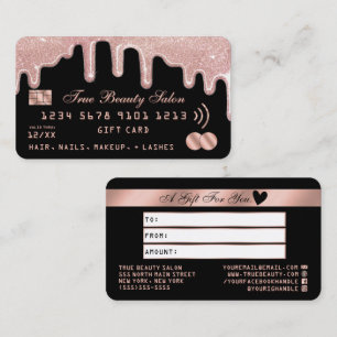 Rose Glitter Drips Black Credit Gift Certificate
