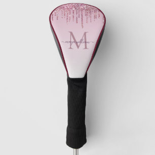 Rose Glitter Drips Personalised Monogram and name Golf Head Cover