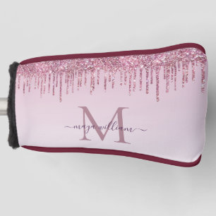 Rose Glitter Drips Personalised Monogram and name Golf Head Cover