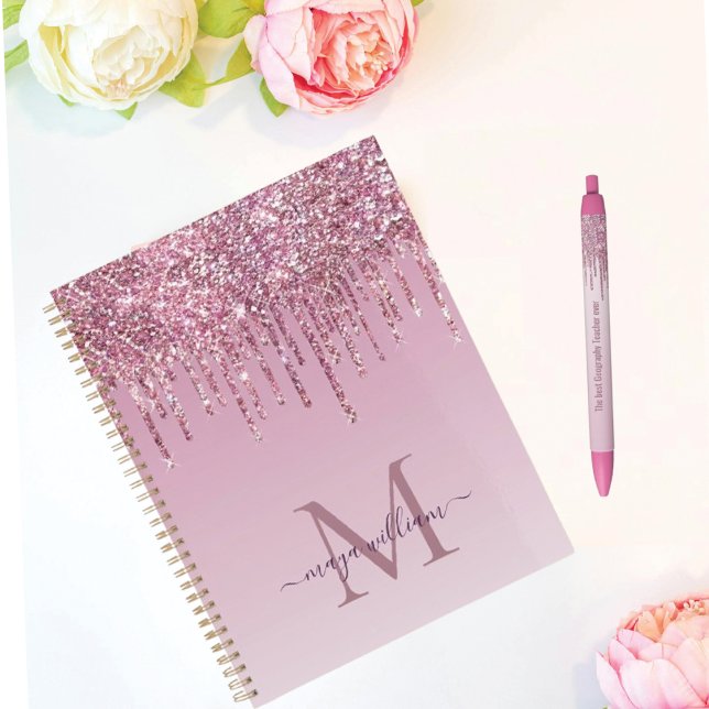 Rose Glitter Drips Personalised Monogram And Name Planner (Creator Uploaded)