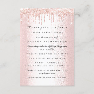 Rose Glitter Drips Wedding Bridal Sweet 16th Invitation