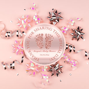 Rose Glitter Feet Baby Shower Favour Thank You Gla Classic Round Sticker