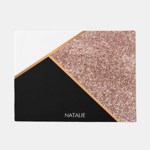 Rose Glitter Geometric Doormat