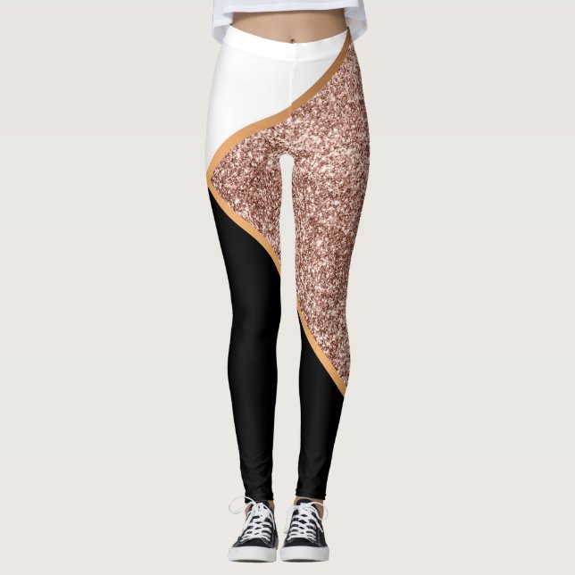 Rose Glitter Geometric Leggings (Front)