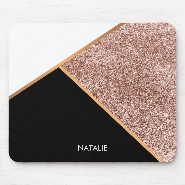 Rose Glitter Geometric Mouse Mat (Front)