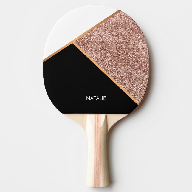 Rose Glitter Geometric Ping Pong Paddle (Front)