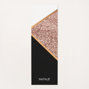 Rose Glitter Geometric Yoga Mat