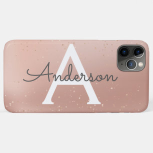 Rose Glitter Monogram Name iPhone 11 Pro Max Case