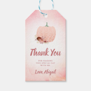 Rose Glitter Pumpkin Girl's Birthday Thank You Gift Tags