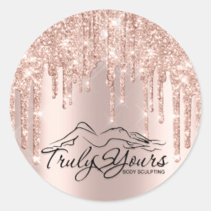 Rose Glitter Spark Beauty Bboddy Sclupting Logo Classic Round Sticker