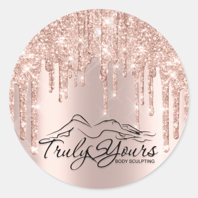 Rose Glitter Spark Beauty Bboddy Sclupting Logo Classic Round Sticker (Front)