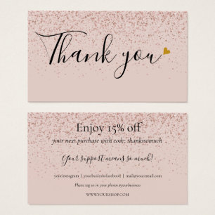 Rose Glitter Thank You For Shopping Discount
