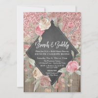Rose Glitter Wood Floral Chalkboard Brunch Bubbly