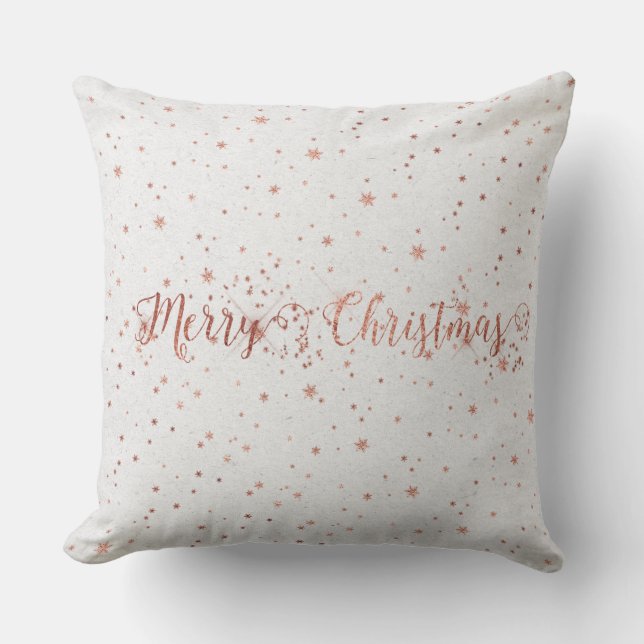 Rose Gol Pink Silver Gray Kraft Merry Christmas Cushion (Front)