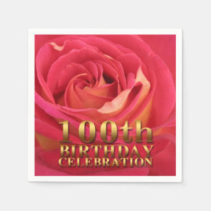 Rose Gold 100th Birthday Celebration Party PN Napkin