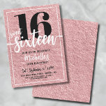 Rose Gold 16th Birthday Party Invitation<br><div class="desc">Introducing a chic and stylish "Sweet Sixteen" birthday party invitation, perfect for celebrating this special milestone with flair. The sleek design features a faux rose gold foil background with "Sweet 16" prominently displayed at the top in bold serif and script calligraphy. The text throughout the invitation combines modern and script...</div>