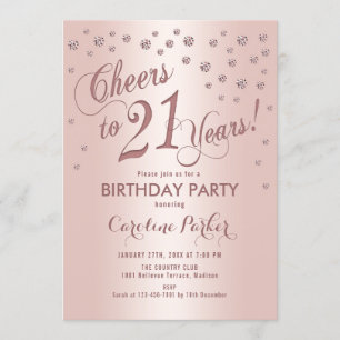 Rose Gold 21st Birthday Party Invitation
