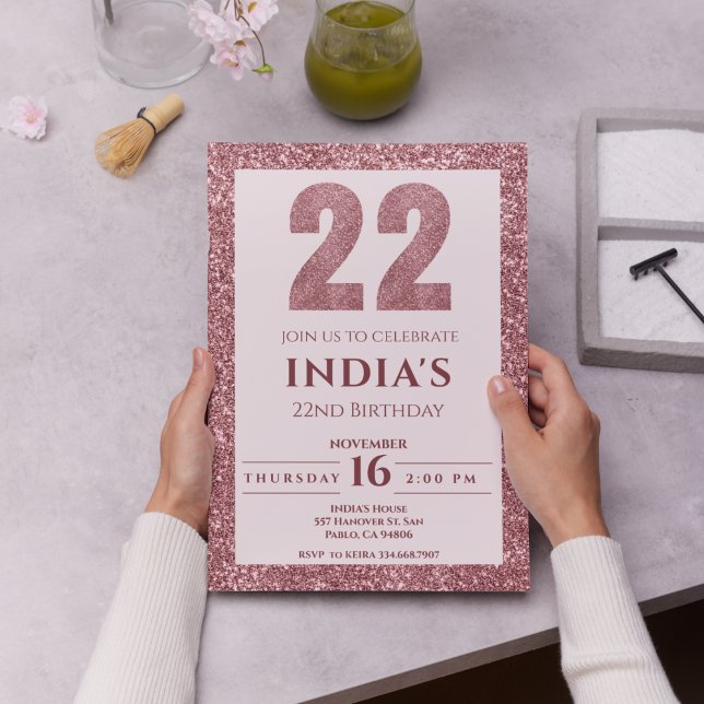 rose gold 22nd birthday  invitation (Creator Uploaded)