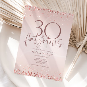 Rose Gold 30 and Fabulous Birthday Invitation
