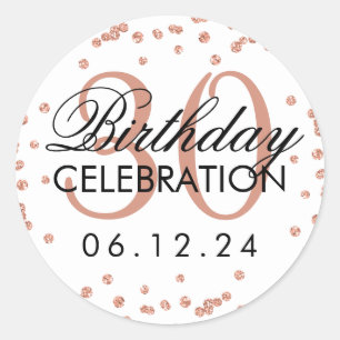 Rose Gold 30th Birthday Faux Glitter Confetti Classic Round Sticker