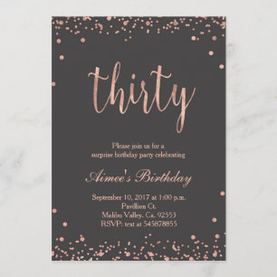 Rose Gold 30th Birthday Invitation
