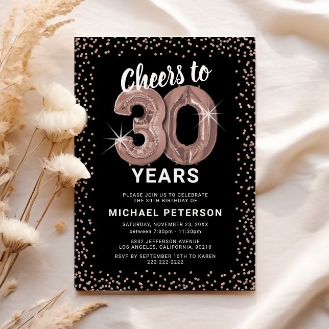 Rose Gold 30th Birthday Invitation (Creator Uploaded)