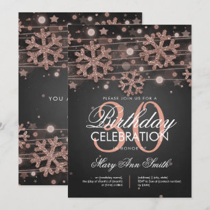 Rose Gold 30th Birthday Winter Glitter Glam Invitation
