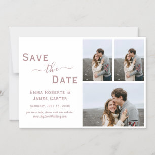 Rose Gold 3 Photo Save the Date Magnet