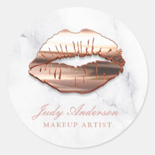 Rose Gold 3D Lips Marble Look Makeup Artist Classic Round Sticker