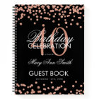 Rose Gold 40th Birthday Guestbook Confetti Black