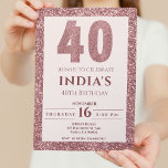 rose gold 40th birthday invitation<br><div class="desc">rose gold 40th birthday Invitation</div>