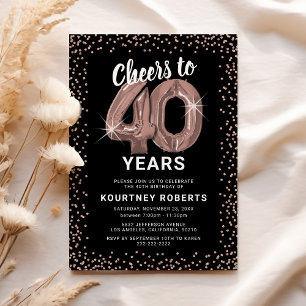 Rose Gold 40th Birthday Invitation