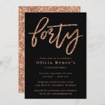 Rose Gold 40th Birthday Invitation Template<br><div class="desc">Rose Gold 40th Birthday Invitation with Glitter Accents

Background colour & text colours can be altered!

*Please note,  glitter is as printed effect and not physical glitter pieces.


Please contact me for any questions!</div>