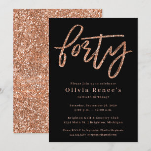 Rose Gold 40th Birthday Invitation Template