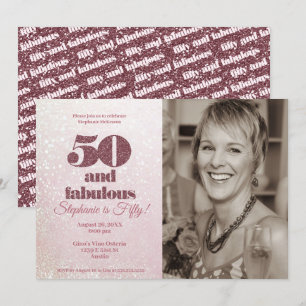 Rose Gold 50 and Fabulous Elegant Fifty Birthday Invitation